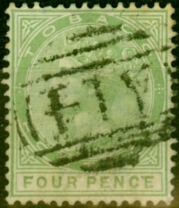 Tobago 1882 4d Yellow-Green SG18 Fine Used