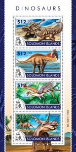 SOLOMON IS. - 2015 - Dinosaurs - Perf 4v Sheet - Mint Never Hinged