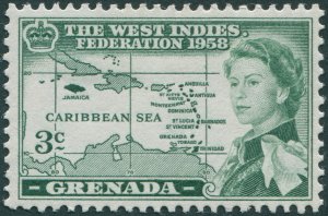 Grenada 1958 3c deep green SG205 unused