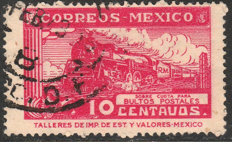 MEXICO Q1, 10cents PARCEL POST. STEAM ENGINE. USED. F-VF (1466)