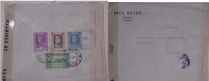 IRAN PERSIA CENSORED COVER 1944 TEHERAN TO USA