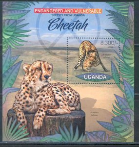 UGANDA 2012  ENDANGERED & VULNERABLE SPECIES OF UGANDA CHEETAH S/SHEET MINT NH