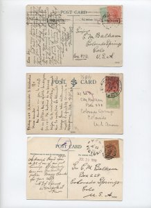 3 1909-11 Australia postcards to USA with Esperanto messages [y7876]