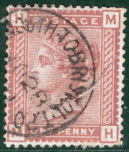 GB QV Stamp SG.166 1d Venetian Red *PLYMOUTH BRISTOL TPO* Railway CDS BRRED144