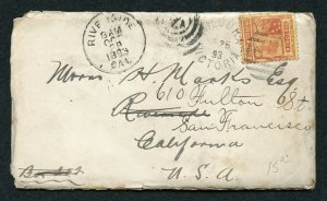 Australia/Victoria  1893 Cover and enclosure  to San Francisco