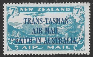 New Zealand, Scott#c5, Mint, Hinged, 7d, Blue/Green, Airmail, Trans-Tasman,