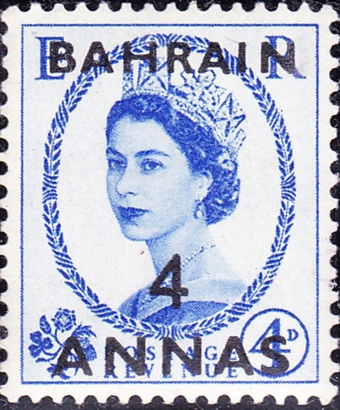 BAHRAIN 1953 QEII 4a on 4d Ultramarine SG86 MNH