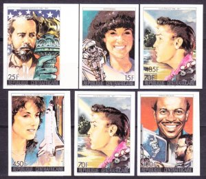 1986 Central African Republic 1240b-45b Shuttle Challenger, New York, E Presley