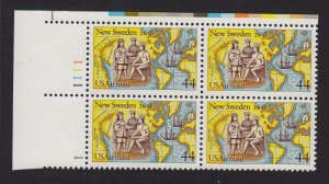 1988 New Sweden 1638 Airmail Sc C117 MNH 44c plate block of 4 - Typical