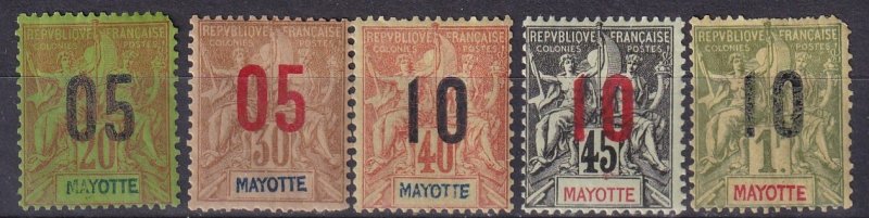 Mayotte #25, 27-9, 32  Unused  CV $11.50  (Z6948)