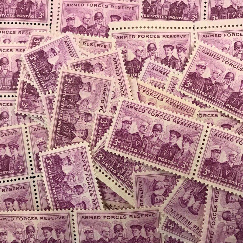 1067     Armed Forces Reserve.  3 cent 100 mint single stamps.   Issued In 1955.