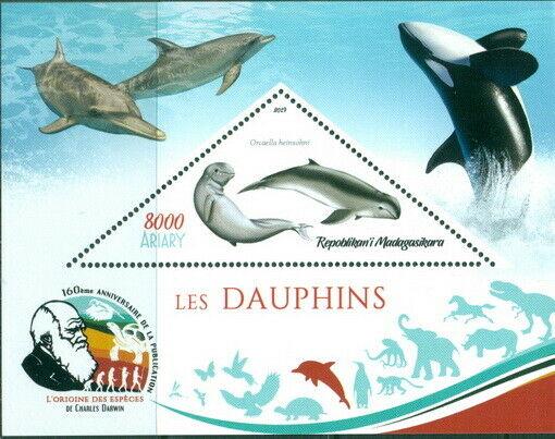 DOLPHINS MARINE FAUNA CHARLES DARWIN MADAGASCAR 2019 MNH STAMP SET 4 SHEETS