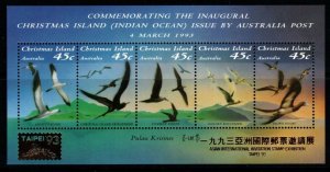 CHRISTMAS ISLAND SGMS377 1993 SEABIRDS O/P TAIPEI MNH