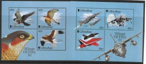 2001    GIBRALTAR  -  SG.  MS 988a & b  -  WINGS OF PREY (3)  -  MNH