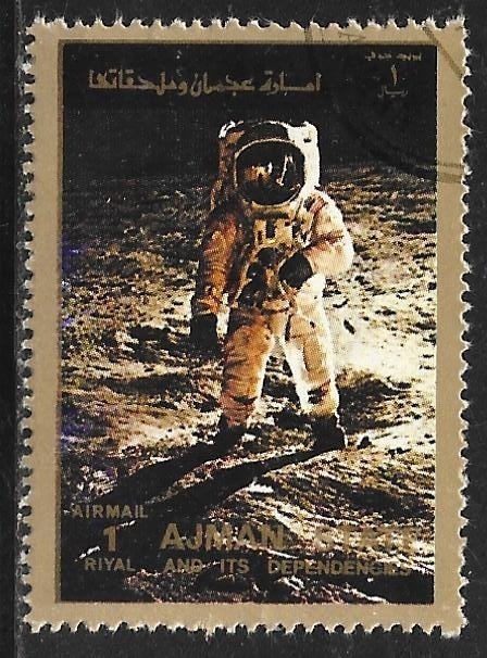 Ajman Mi 2649A: 1r Astronaut on the moon, CTO, F-VF