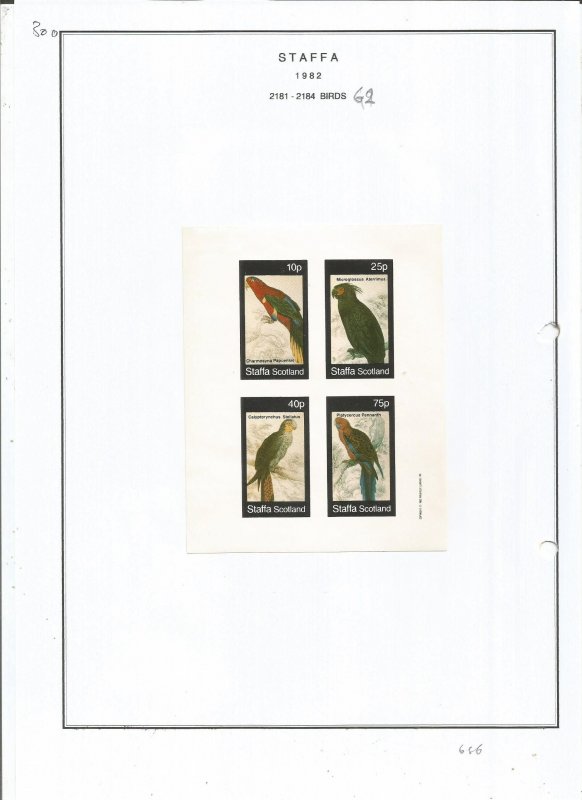 STAFFA - 1982 - Birds - Sheet - Mint Light Hinged - Private Issue