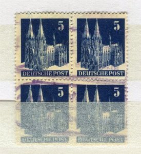 GERMANY; 1948 Allied Zones Buildings fine USED BLOCK of 4