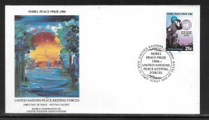 United Nations NY 548 UNEF Nobel Prize WFUNA Cachet FDC First Day Cover