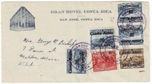 Costa Rica 1932 San Jose cancel on airmail cover to the U.S., Gran Hotel ad