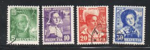 Switzerland Sc B81-84 1936 Pro Juventute Girls stamp set used