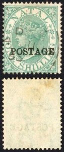 Natal SG84 1/- Green Opt POSTAGE Cat 8 pounds