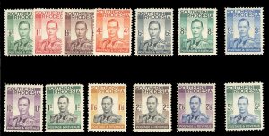 Southern Rhodesia #42-54 Cat$51.95 (for hinged), 1937 George VI, complete set...