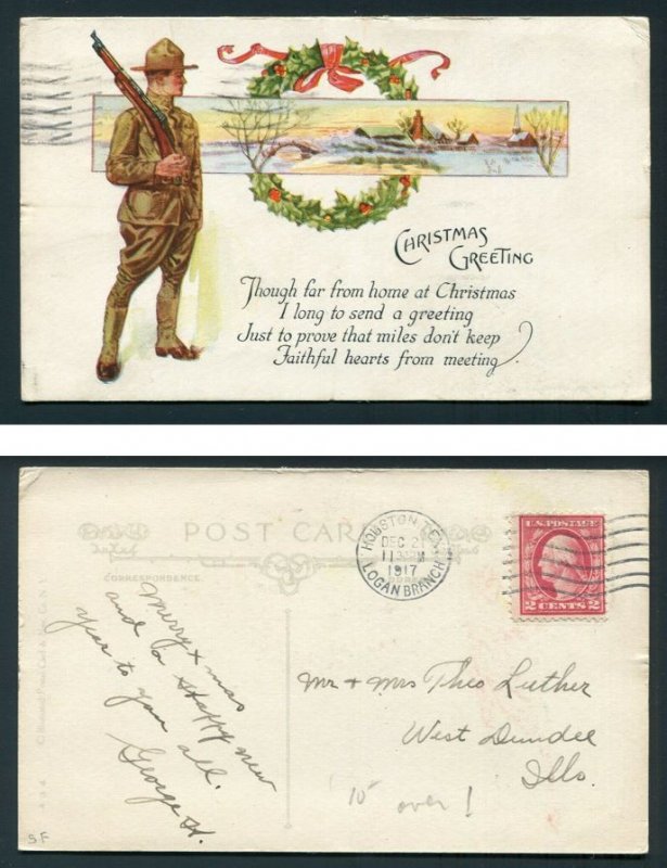 WW1 USA soldier Christmas post card WW1 USA soldier Christmas post card
