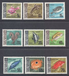 Tanzania Scott 19/27, 1967 Fishes 5c - 70c MNH**