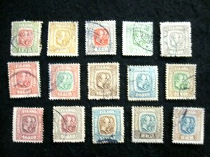 ICELAND - SCOTT# 71-85 - CS - USED - CAT VAL $600.90