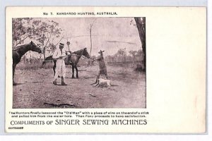 AUSTRALIA Unused Postcard *KANGAROO HUNTING* Singer Sewing Machine Advert PJ172