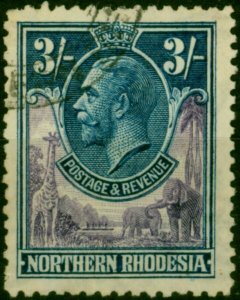 Northern Rhodesia 1925 3s Violet & Blue SG13 Good Used