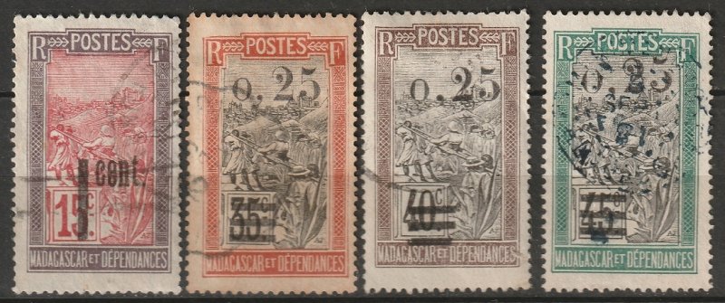 Madagascar 1921 Sc 130-1,133-4 partial set used