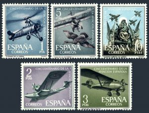 Spain 1040-1044, MNH. Michel 1296-1300. Spanish aviation, 50th Ann. 1961.