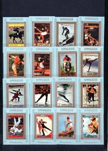 AJMAN 1973 OLYMPIC GAMES SET OF 16 DELUXE S/S BLUE PERF. MNH