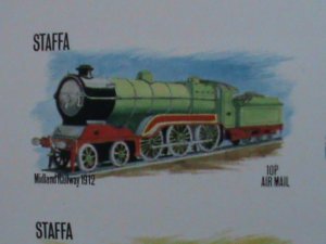 ​STAFFA-SCOTLAND -PROMOTION WORLD FAMOUS TRAINS-IMPERF MNH S/S -EST.$14 VF