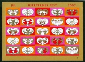 Denmark. 2003 Christmas Seal Mnh. Imperforated Sheet. Santa Angels Birds.