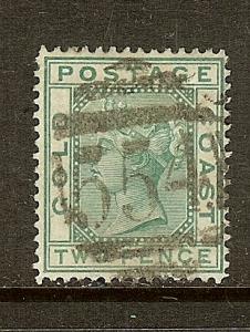 Gold Coast, Scott #6, 2p Queen Victoria, Wmk 1, Used