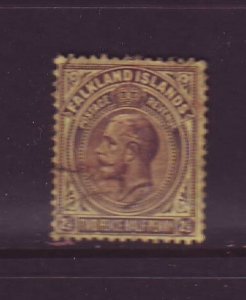 Falkland Islands Sc 45 1923 2 1/2d violet o yellow G V stamp used