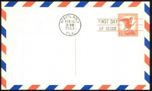 USA Sc#UXC4 (no cachet) FDC Postal Card (a) Maitland,FL 1963 2.15 6c Bald Eagle