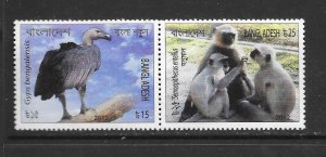 BANGLADESH #799 BIRD & MONKEYS MNH