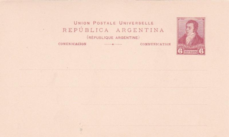 Argentina 6c Prepaid Postcard Unused VGC