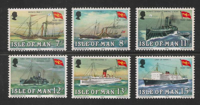 Isle Of Man #168-173 VF MNH - 1980 7p To 15p Steam Packet Co