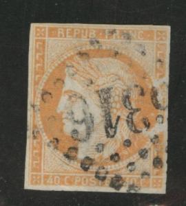 France Scott 7 used 1850 orange on yellowish CV$475.00