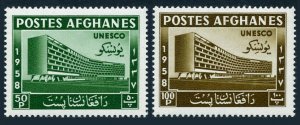 Afghanistan 464-465 perf,imperf,lightly hinged. UNESCO Headquarters, Paris,1958.