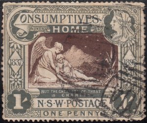 New South Wales 1897 used Sc B1 1p + 1sh Consumptive Homes