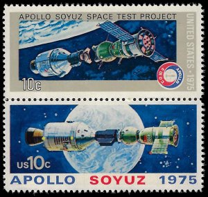 U.S. #1569-70 (1570a) MNH; 10c Apollo / Soyuz 2-stamp set (1975)