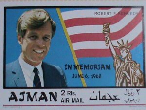 ​AJMAN-AIRMAIL-1968 IN MEMORIAL OF  PRESIDENT ROBERT KENNEDY-IMPERF-MNH S/S VF