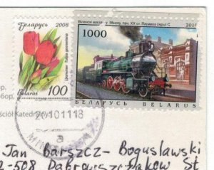 Belarus 2010 Used Stamps Postcard Sent to Poland Locomotive Railway Trains