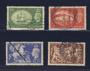 4x Used Great Britain stamps #286-2'6 287-5' -288-10' 289-1 Pd...