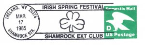 US SPECIAL PICTORIAL POSTMARK COVER IRISH SPRING FESTIVAL -IRELAND WEST VIRGINIA